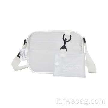 2022 Summer Clear Pvc Crossbody Borsa da spiaggia Waterproof PU Sling Shily Borse per ragazze donne